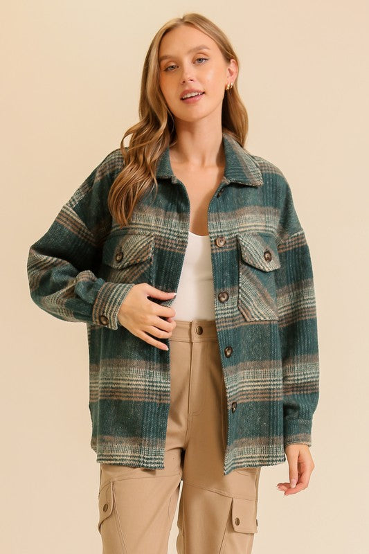 Cozy Plaid Button Up Shacket