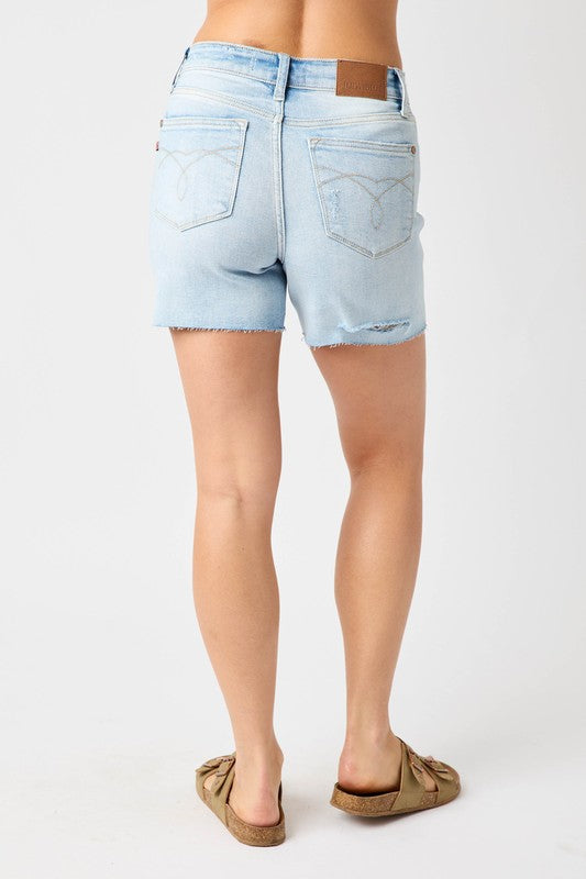 High Waist Shorts with Destroy at Back