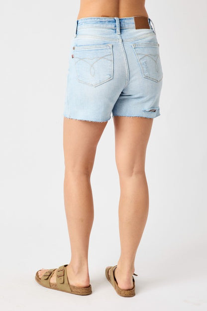 High Waist Shorts with Destroy at Back