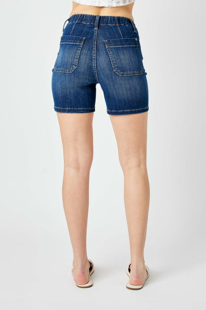 Judy Blue HW Elastic Waist MId Length Shorts