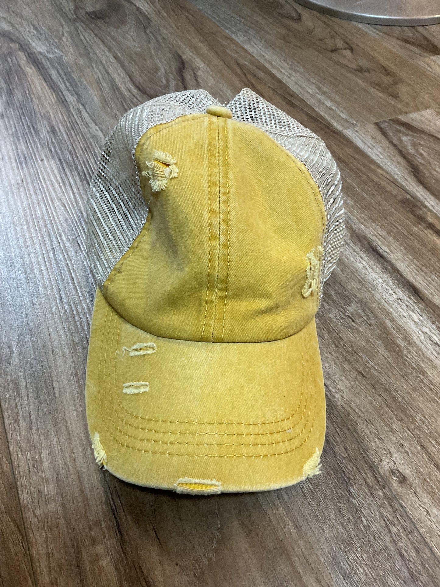 Baseball Hat with Ponytail Hole Mustard