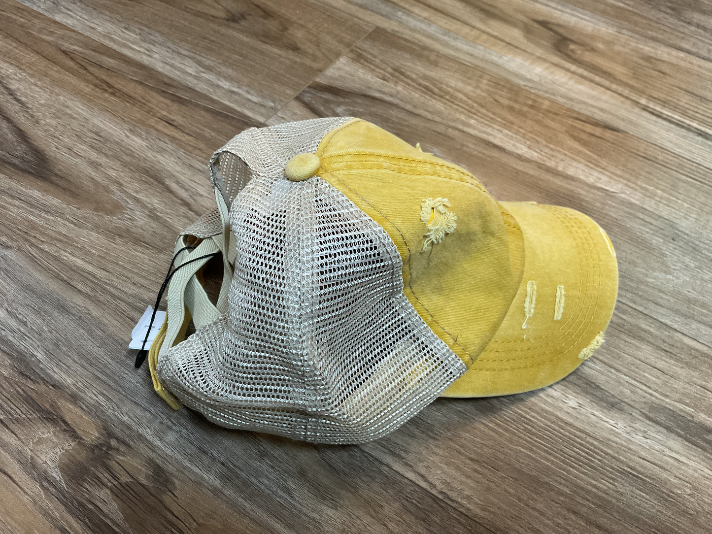 Baseball Hat with Ponytail Hole Mustard