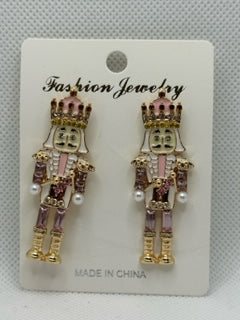 Beaded Nutcracker Christmas Earrings