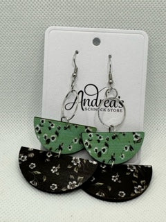 Double Half Moon Floral Earrings