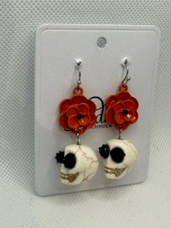 Skull Floral Earrings