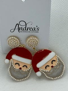 Beaded Santa Face Earrings