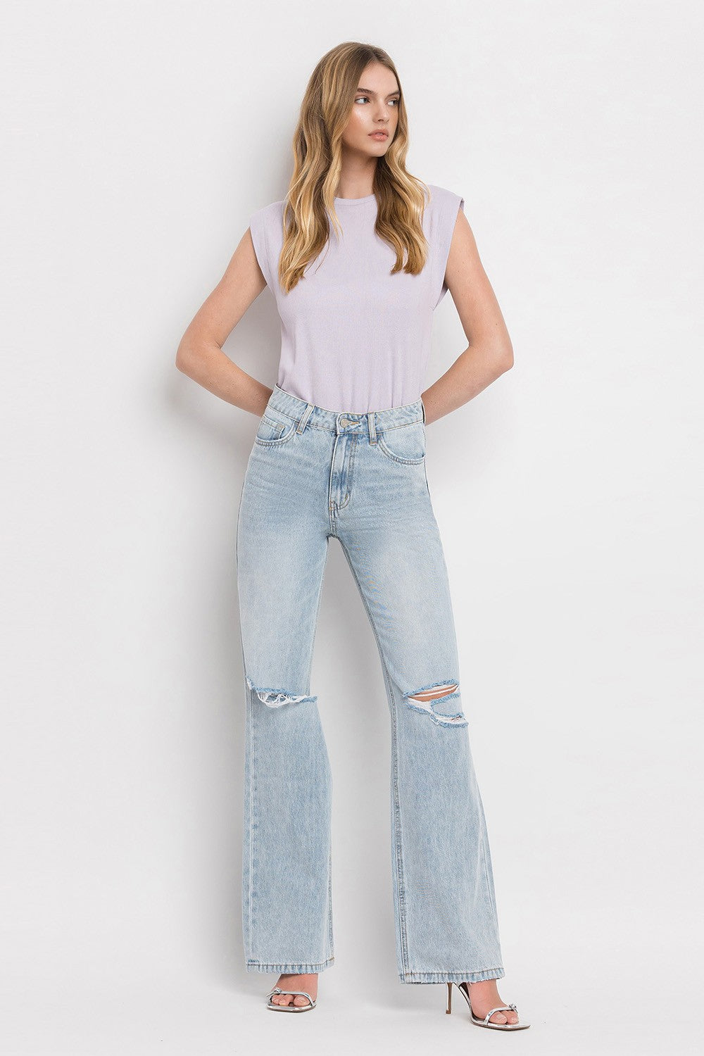 90'S VINTAGE SUPER HIGH RISE FLARE JEANS