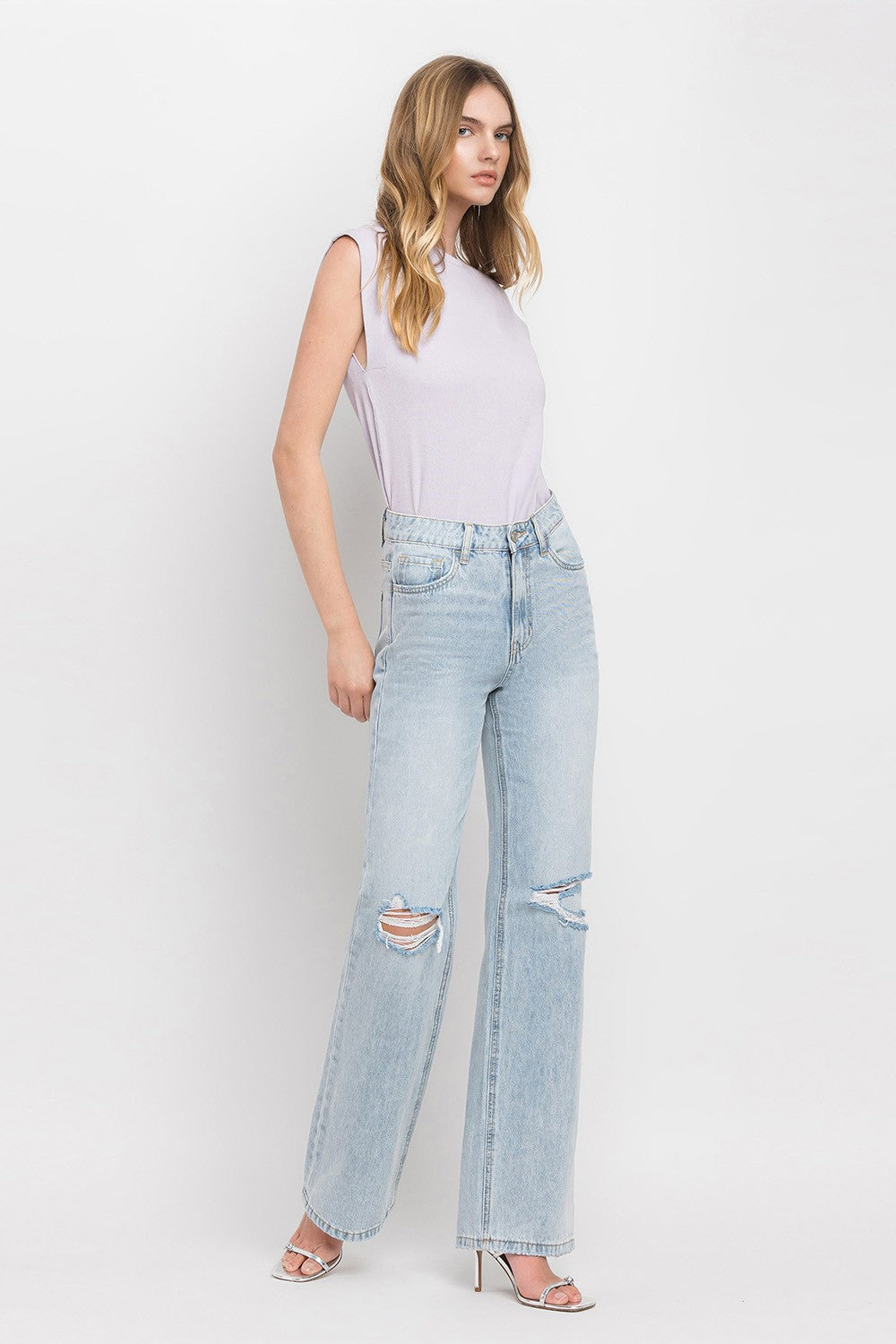 90'S VINTAGE SUPER HIGH RISE FLARE JEANS