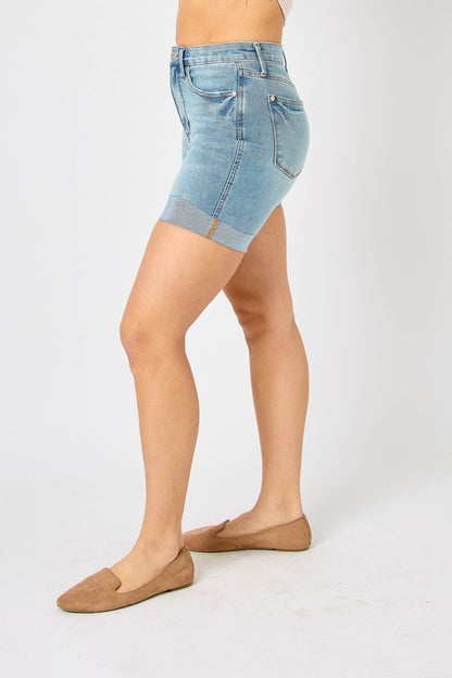 HW Tummy Control Cool Denim Shorts