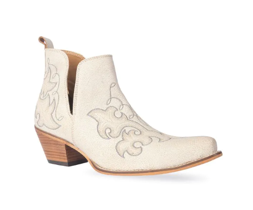 La Ponderosa Booties in Ivory Suede