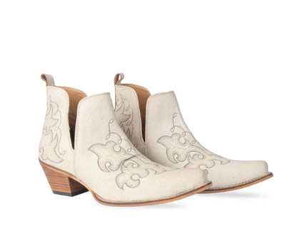 La Ponderosa Booties in Ivory Suede