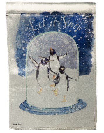 Let it Snow Penguin Lustre Garden Flag