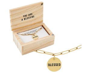 Boxed Link Necklace Gift - Blessed