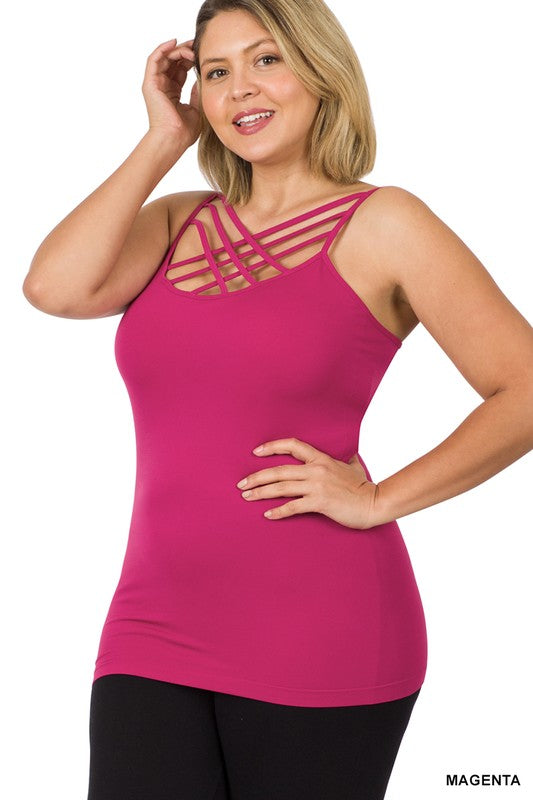 Plus Size SEAMLESS TRIPLE CRISS-CROSS FRONT CAMI PLUS SIZES