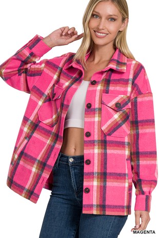 YARN DYED PLAID SHACKET WITH POCKETS