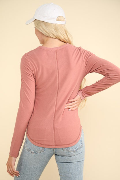 Melania Soft cozy brushed ribbed knit top