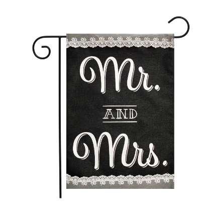 Mr. & Mrs. Wedding Burlap Garden Flag