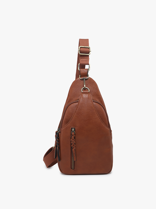Nikki Dual Compartment Sling Pack Bag BROWN