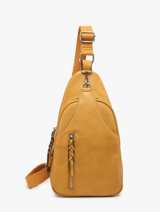 Nikki Dual Compartment Sling Pack Bag - Mustard