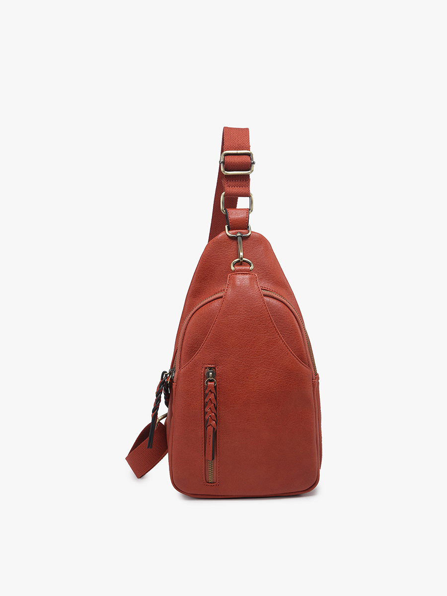 Nikki Dual Compartment Sling Pack Bag - Rust