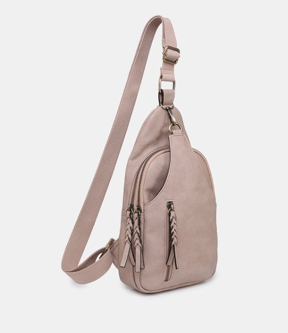 Nikki Dual Compartment Sling Pack Bag - Mauve