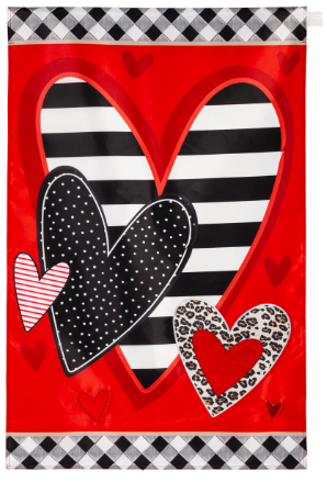 Patterned Heart Applique  Flag