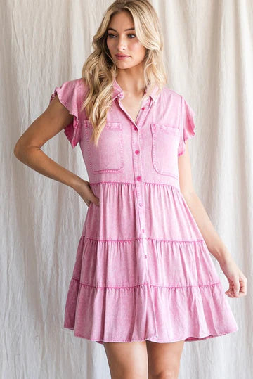Cotton Candy Pink Tiered Dress