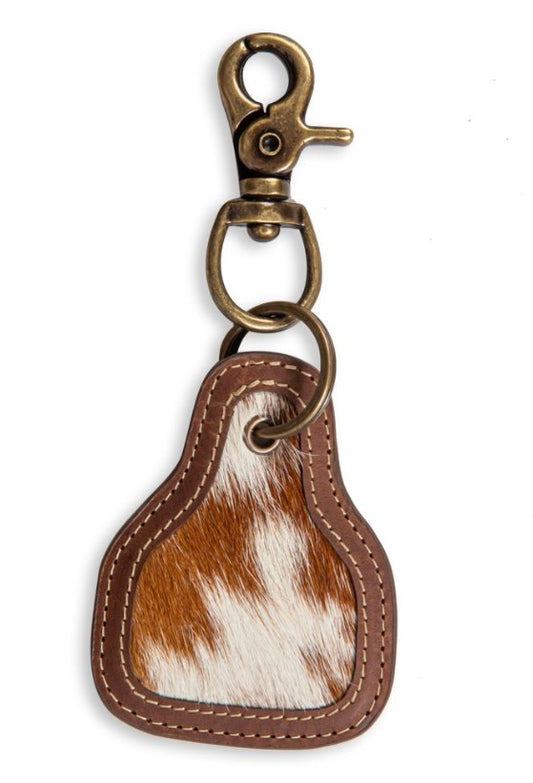 Pony Brook Key Fob in Brown & White
