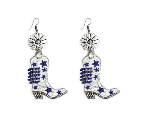 Stars and Bars Beaded Boot Earrings