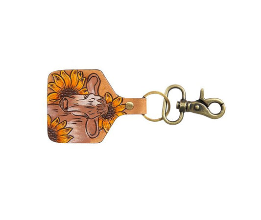 Bovine Bliss Hand-Tooled Key Fob S-7542