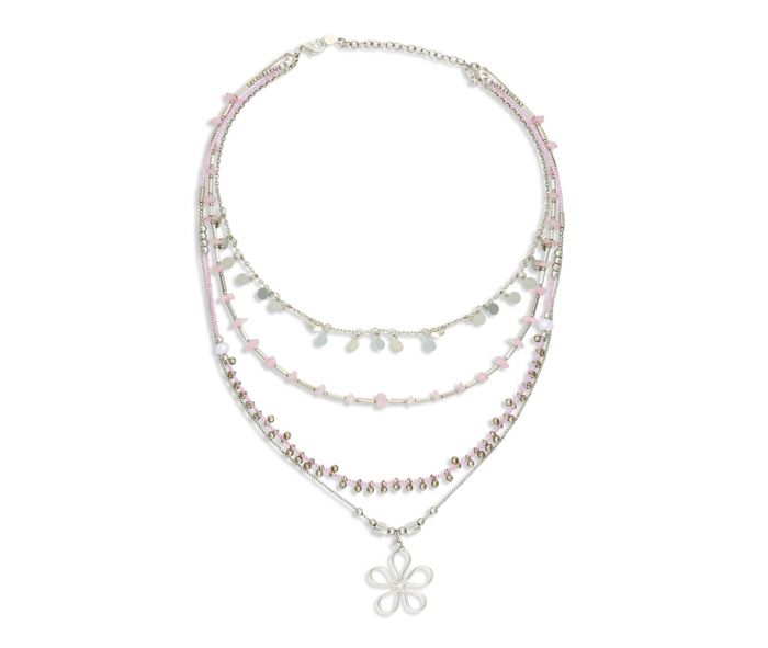 Rose Quartz Multistrand Blossom Pendant Necklace