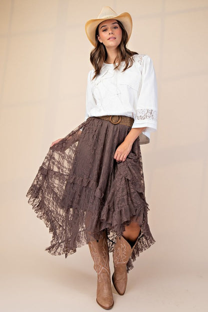 Alana Allover Lace Sharkbite Skirt