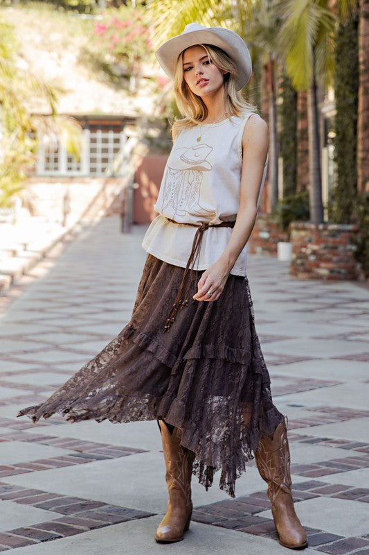 Alana Allover Lace Sharkbite Skirt