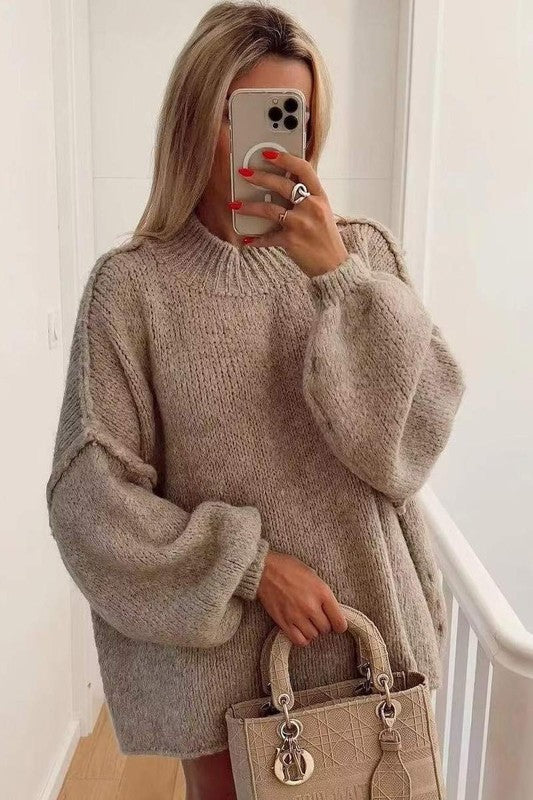 ELEGANT ROUND NECK SIMPLE STYLE THIN SWEATER