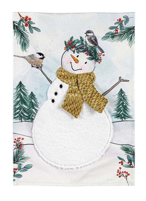 Snowman Linen Flag