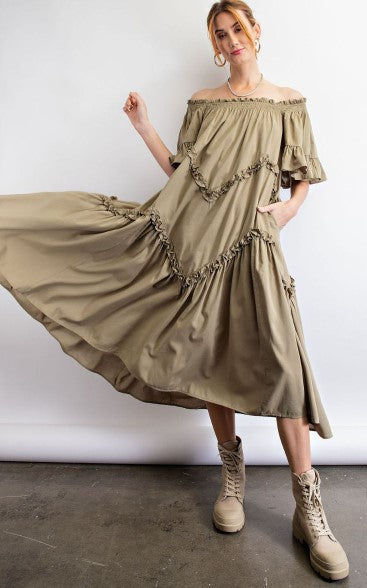 SHORT SLEEVES LOOSE FIT LONG DRESS