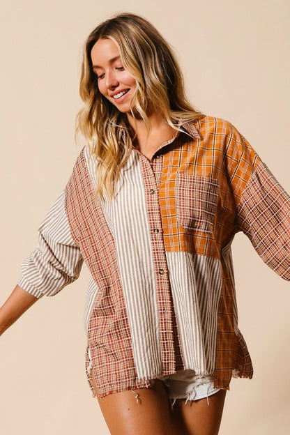 STRIPE MIX AND MATCH BUTTON DOWN SHIRT TOP