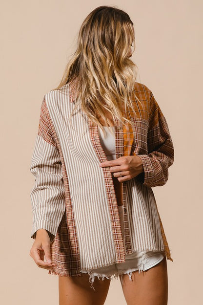 STRIPE MIX AND MATCH BUTTON DOWN SHIRT TOP