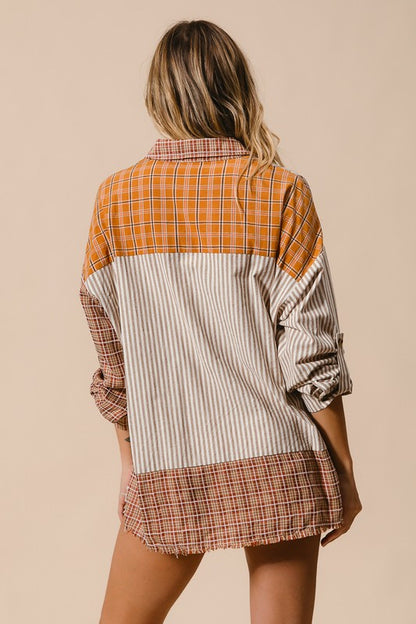 STRIPE MIX AND MATCH BUTTON DOWN SHIRT TOP