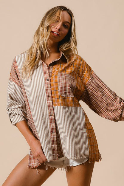 STRIPE MIX AND MATCH BUTTON DOWN SHIRT TOP