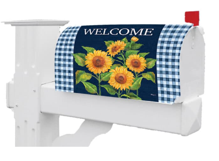 Sunflowers on Navy Mailbox Cover