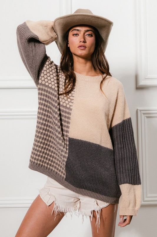 Taylor Mixed Pattern Block Sweater