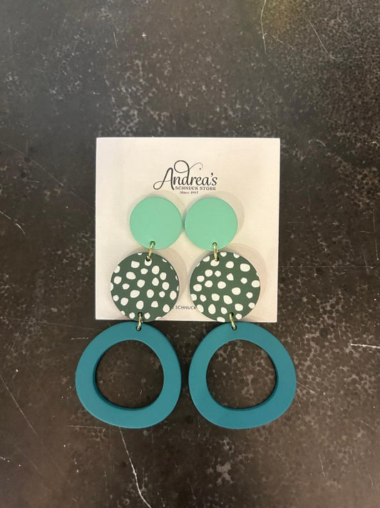 Teal 3-Tier Circle Earrings