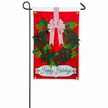 Holiday Wreath Garden Applique Flag