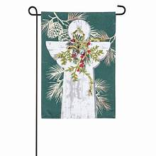 Woodgrain Angel Garden Linen Flag