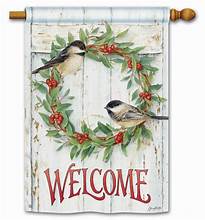 Chickadee Wreath Standard Flag