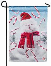 Fluffy Cat Snowman Garden Lustre Flag