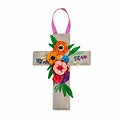 Floral Wood Cross Door Decor