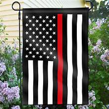 Fire Fighter Thing Red Line Garden Suede Flag