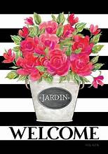 Striped Roses Garden Flag